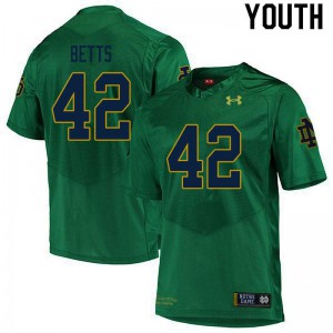 Youth Notre Dame Fighting Irish #42 Stephen Betts Green Game Embroidery Jersey 725374-399