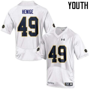 Youth University of Notre Dame #49 Jack Henige White Game Player Jersey 281442-656