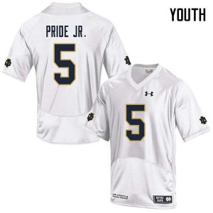 Youth Notre Dame #5 Troy Pride Jr. White Game College Jerseys 480274-613