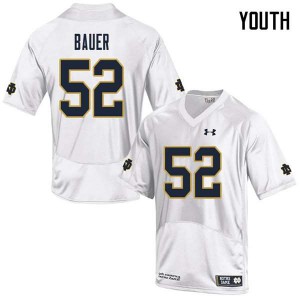 Youth University of Notre Dame #52 Bo Bauer White Game Embroidery Jersey 708948-442