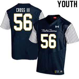 Youth Notre Dame #56 Howard Cross III Navy Blue Alternate Game College Jersey 474252-501