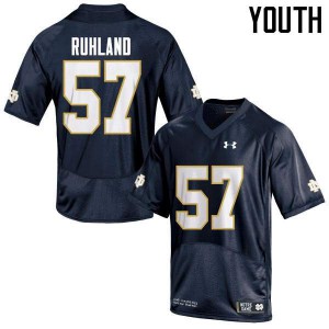 Youth Notre Dame #57 Trevor Ruhland Navy Blue Game Stitch Jersey 934739-463