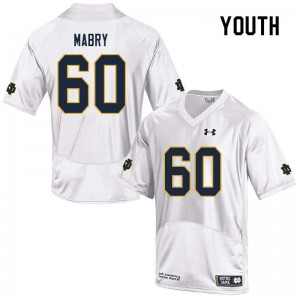 Youth Notre Dame #60 Cole Mabry White Game NCAA Jerseys 906965-783