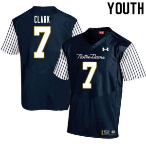 Youth UND #7 Brendon Clark Navy Blue Alternate Game Embroidery Jersey 827460-455