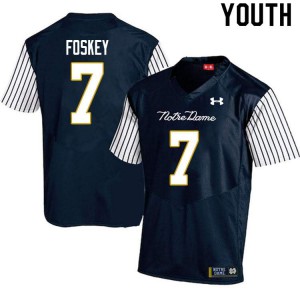 Youth Notre Dame #7 Isaiah Foskey Navy Blue Alternate Game Stitched Jersey 881347-831