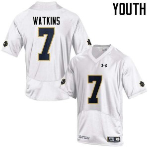 Youth Notre Dame #7 Nick Watkins White Game High School Jerseys 150130-484