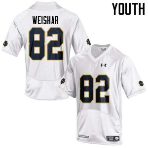 Youth Notre Dame #82 Nic Weishar White Game Embroidery Jersey 248546-324