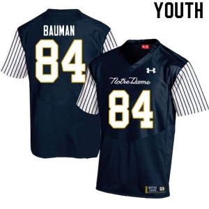 Youth Notre Dame #84 Kevin Bauman Navy Blue Alternate Game NCAA Jerseys 249567-717
