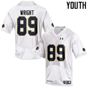 Youth Fighting Irish #89 Brock Wright White Game Embroidery Jersey 467164-890