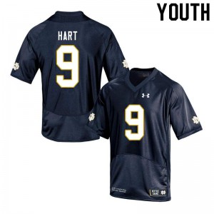 Youth Notre Dame #9 Cam Hart Navy Game Official Jerseys 909904-145