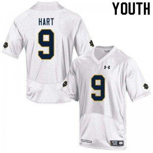 Youth University of Notre Dame #9 Cam Hart White Game University Jerseys 322398-435