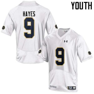 Youth University of Notre Dame #9 Daelin Hayes White Game Stitch Jerseys 260663-425