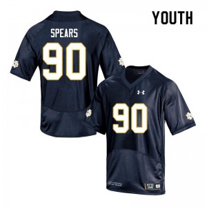 Youth University of Notre Dame #90 Hunter Spears Navy Game Official Jersey 363380-449