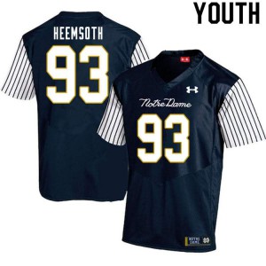 Youth Notre Dame #93 Zane Heemsoth Navy Blue Alternate Game Stitched Jersey 679811-142