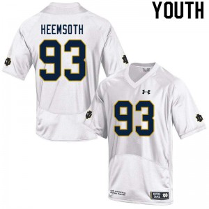 Youth Notre Dame #93 Zane Heemsoth White Game Embroidery Jerseys 249139-195