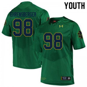 Youth Notre Dame #98 Alexander Ehrensberger Green Game Football Jersey 551309-807