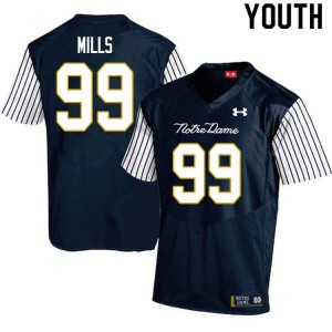 Youth UND #99 Rylie Mills Navy Blue Alternate Game Official Jersey 218991-642