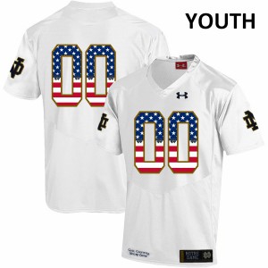 Youth Notre Dame #00 Custom White USA Flag Embroidery Jerseys 860786-895